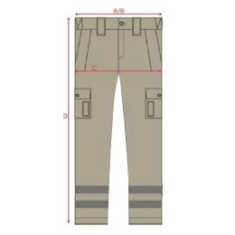 Designed trousers for workers in the construction industry. Customized khaki trousers with left and right ribs on the waist. Silver reflective tape design. 60% Cotton 40% Polyester. Ho's Cleaning Company. Construction industry trousers. Outsourcing suppli Designed trousers for workers in the construction industry. Customized khaki trousers with left and right ribs on the waist. Silver reflective tape design. 60% Cotton 40% Polyester. Ho's Cleaning Company. Construction industry trousers. Outsourcing suppli